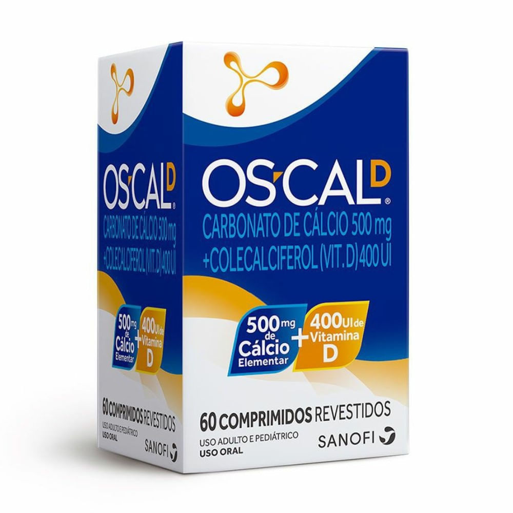 Suplemento Vitam&iacute;nico C&aacute;lcio Com Vitamina D OsCal D 500mg + 400UI 60 Comprimidos Revestidos