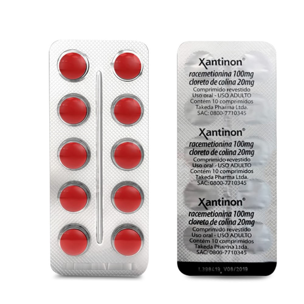 Xantinon 100mg + 20mg Uni&atilde;o Qu&iacute;mica 10 Comprimidos