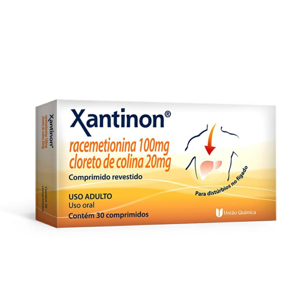 Xantinon 100mg + 20mg Uni&atilde;o Qu&iacute;mica 30 Comprimidos Revestidos