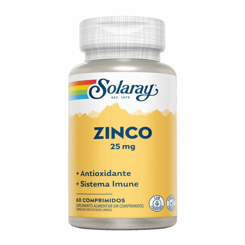 Zinco 25mg Solaray 60 Comprimidos