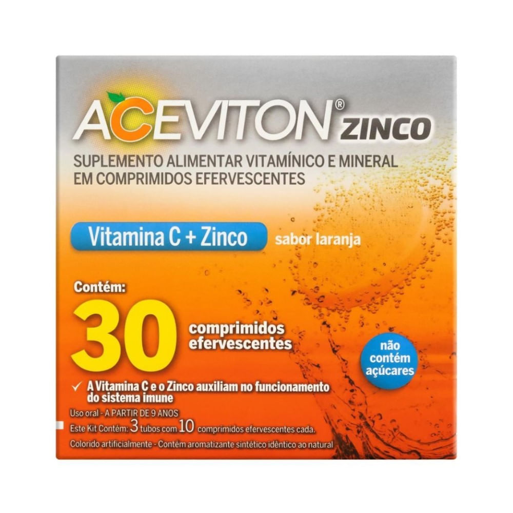 Suplemento Alimentar Aceviton Zinco 30 Comprimidos Efervescentes
