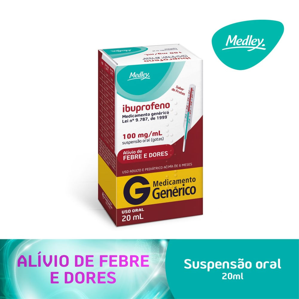 Ibuprofeno 100mg/ml Medley Gotas Suspensão Oral 20ml