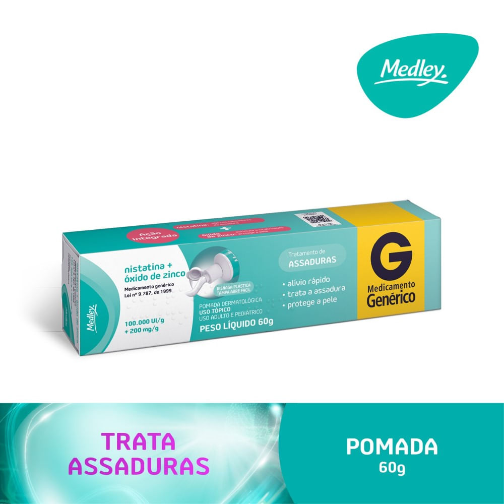 Nistatina + &oacute;xido de zinco Medley pomada 60g