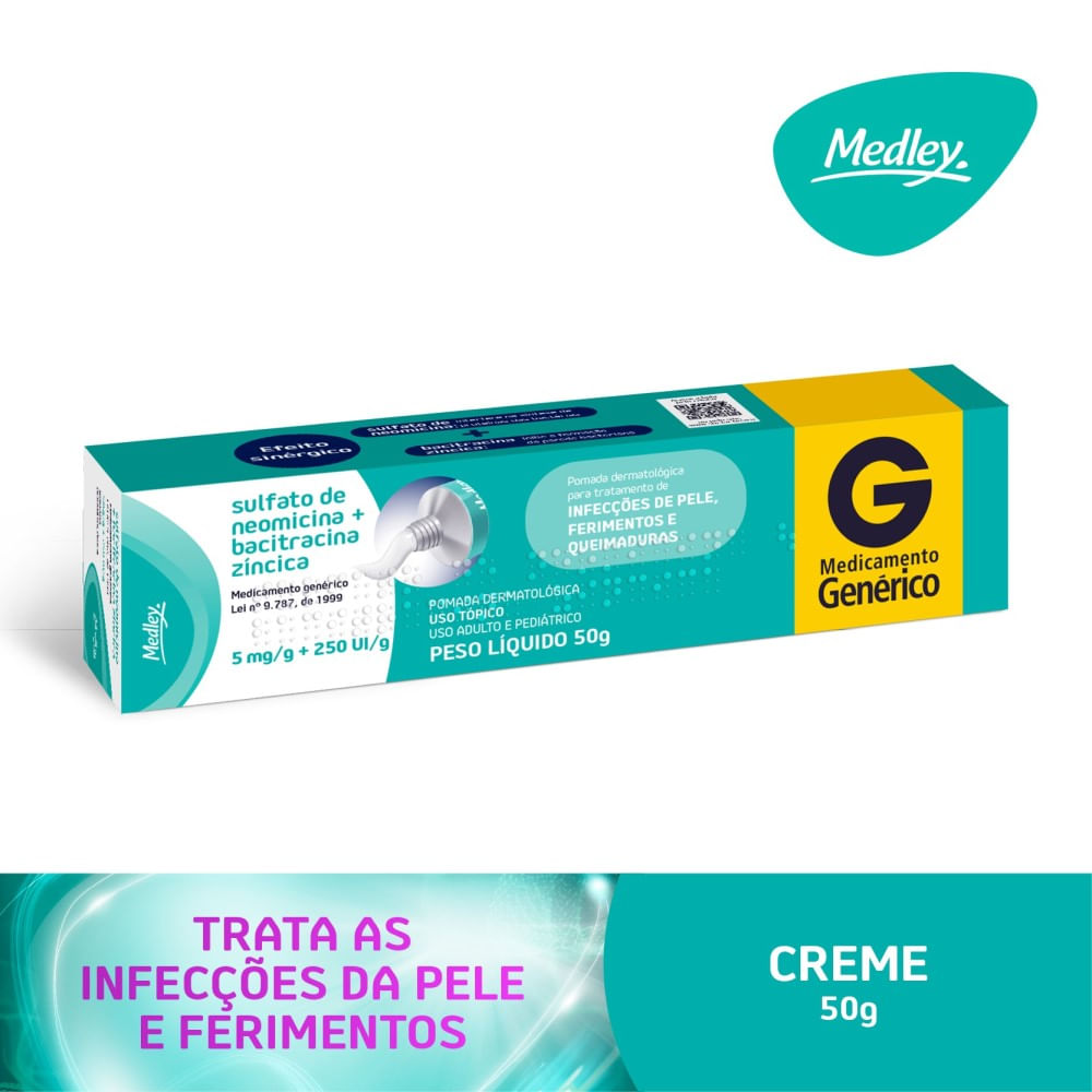 Sulfato De Neomicina + Bacitracina Medley 50g Pomada
