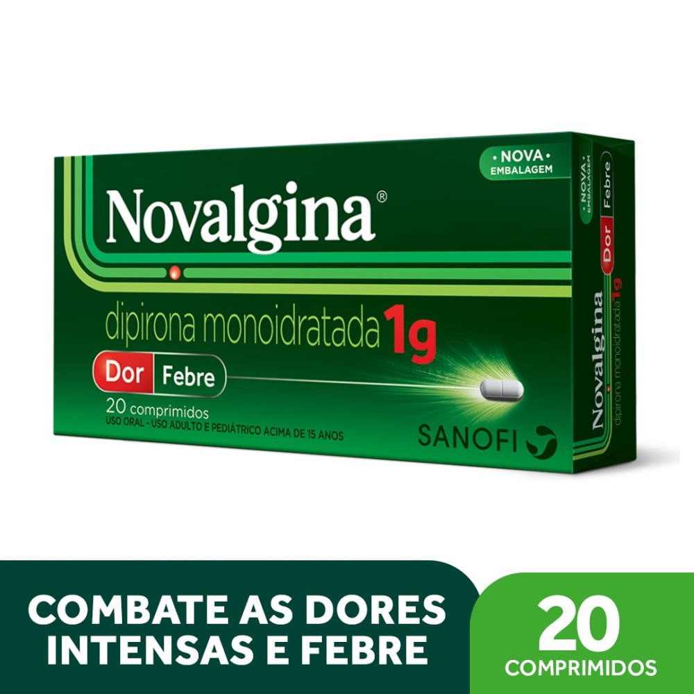 Analg&eacute;sico e Antit&eacute;rmico Novalgina 1g 20 Comprimidos