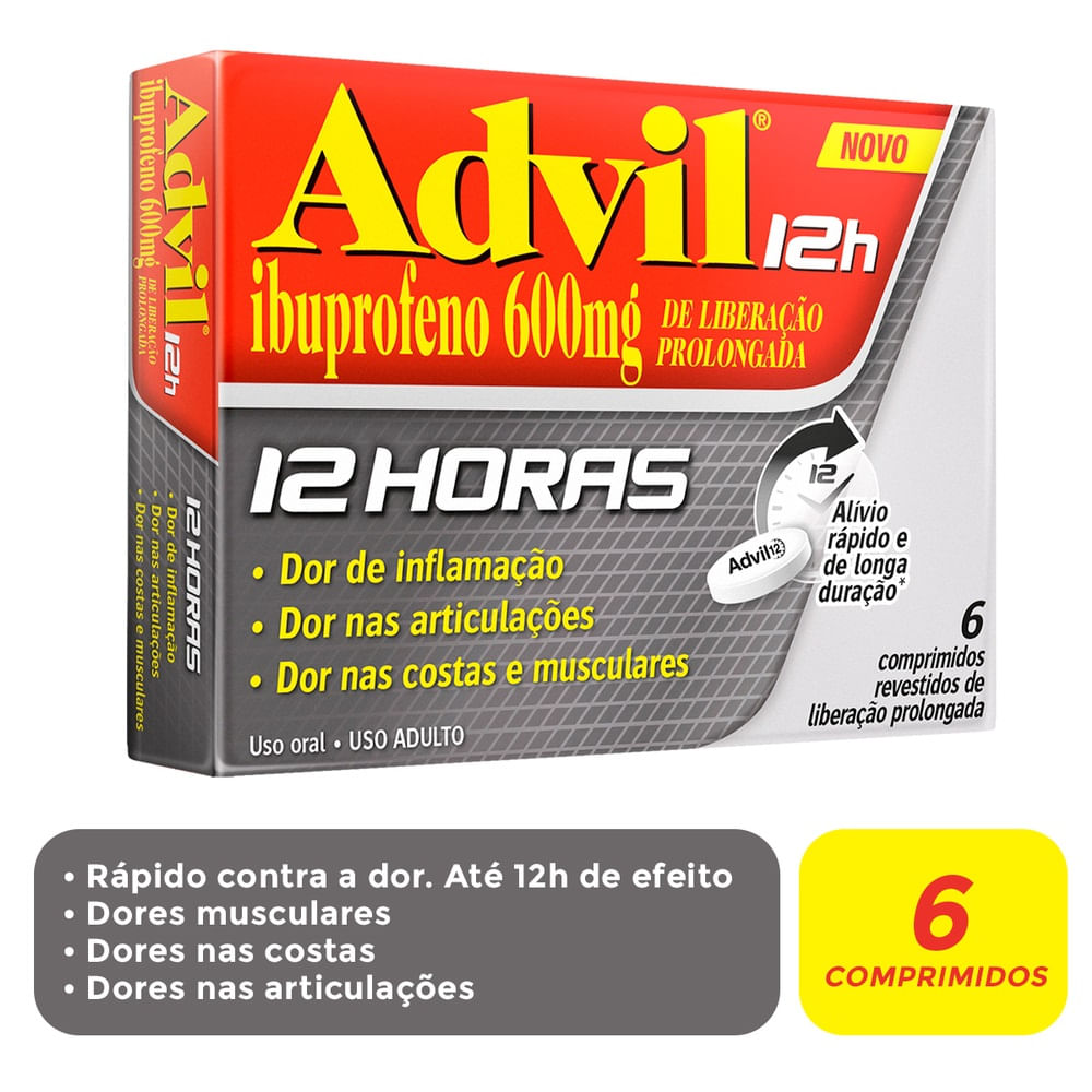 Advil 12h 600mg Cartela Com 6 Comprimidos