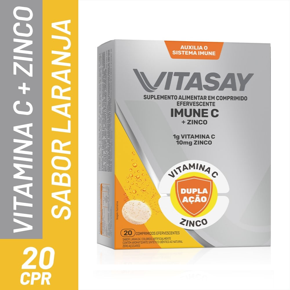 Suplemento Alimentar Vitasay Imune C + Zinco 20 Comprimidos Efervescentes