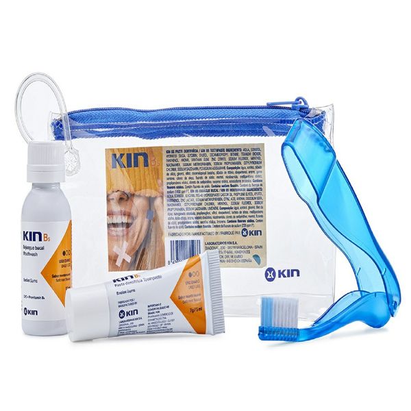 Kit Kin B5 Viagem 1 Enxaguatório Bucal 12ml + 1 Creme Dental 7g + 1 Escova Dental + 1 Nécessaire