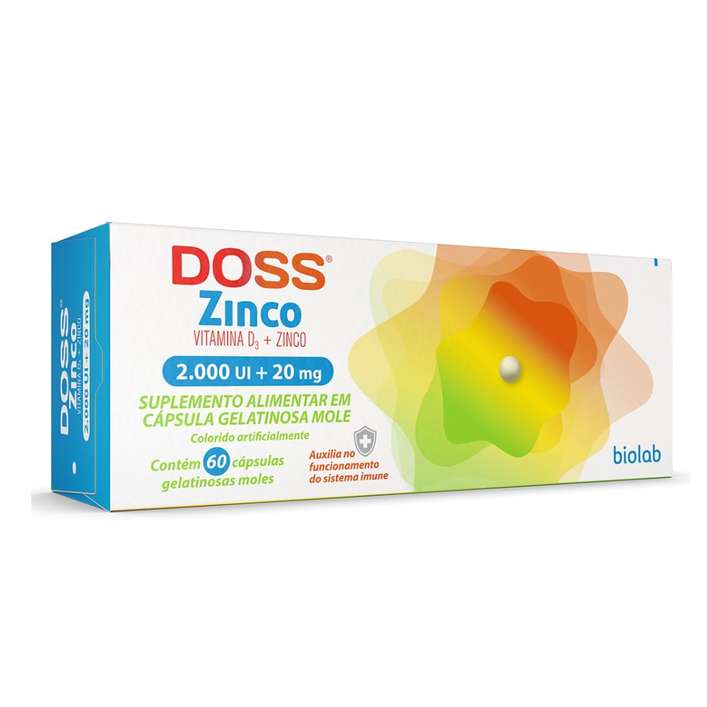 Suplemento Alimentar Doss Zinco 2.000Ui + 20mg Biolab 60 C&aacute;psulas