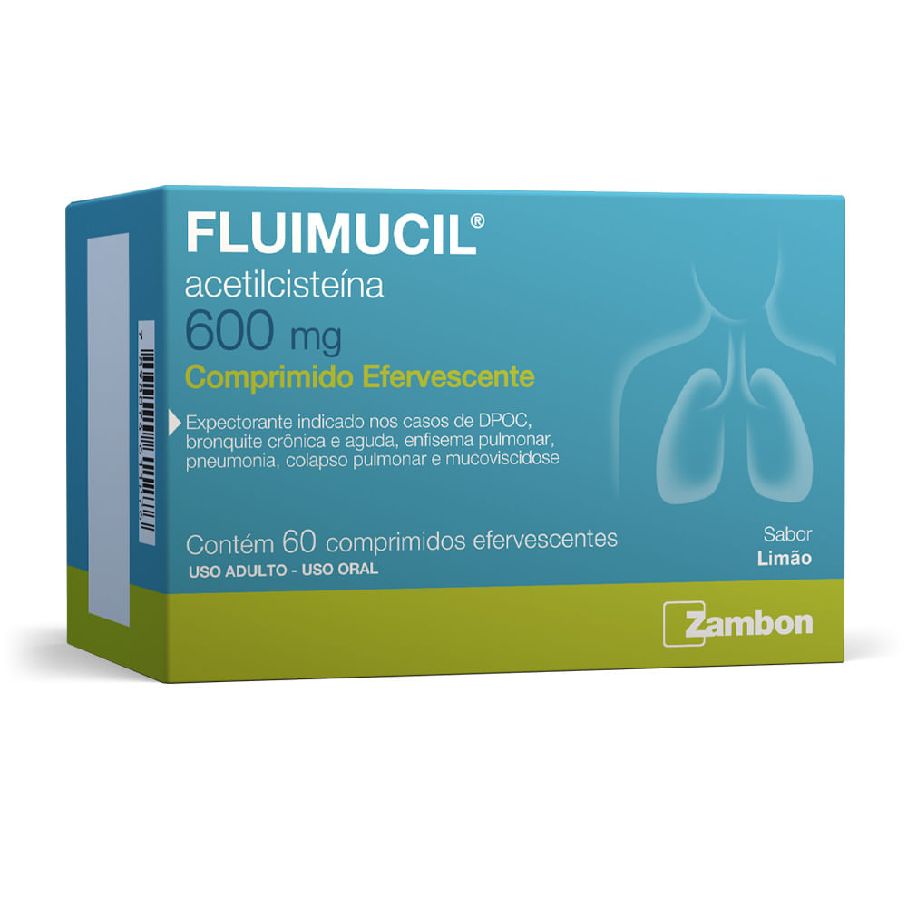 Fluimucil 600mg Zambon 60 Comprimidos Efervescentes