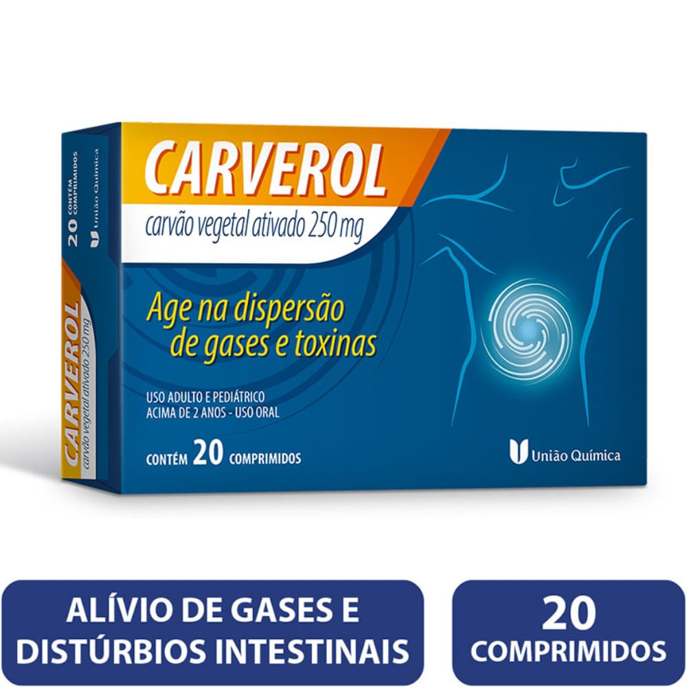 Carverol 250mg Uni&atilde;o Qu&iacute;mica 20 Comprimidos
