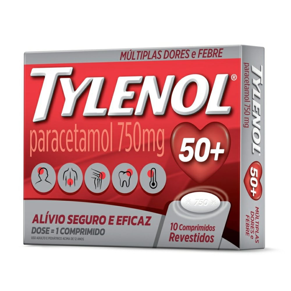 Tylenol 750mg 10 Comprimidos Revestidos