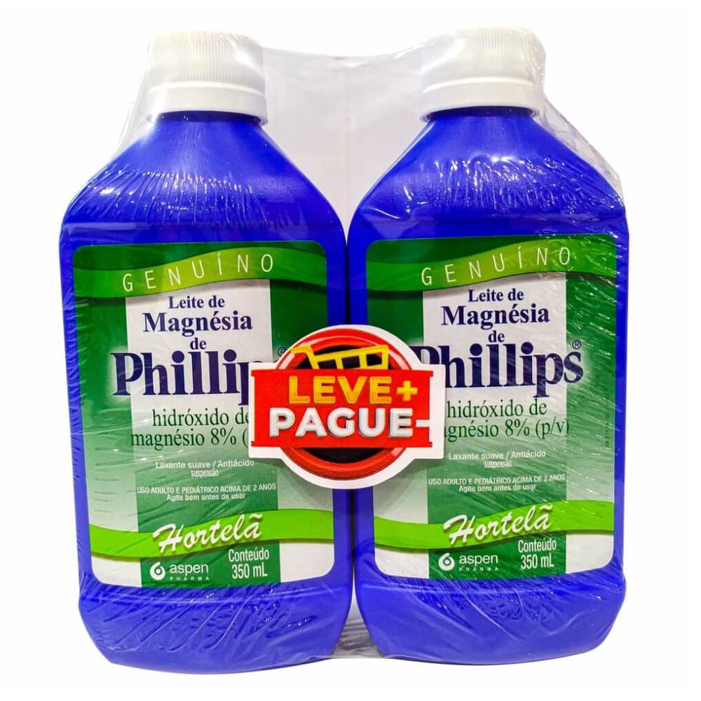 Leite Magn&eacute;sia Phillips Hortel&atilde;&nbsp;2 Unidades de 350ml Cada
