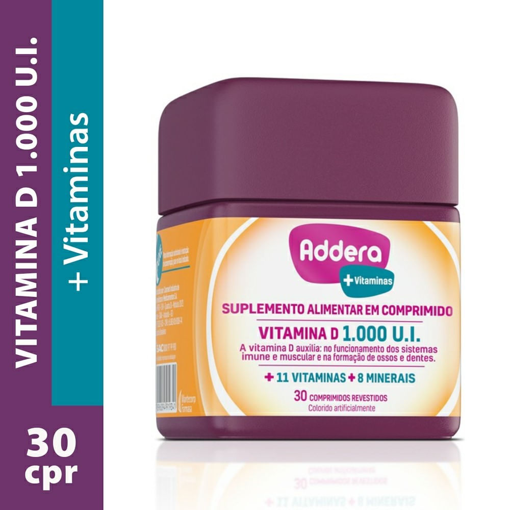 Suplemento Alimentar Addera + Vitaminas 30 Comprimidos