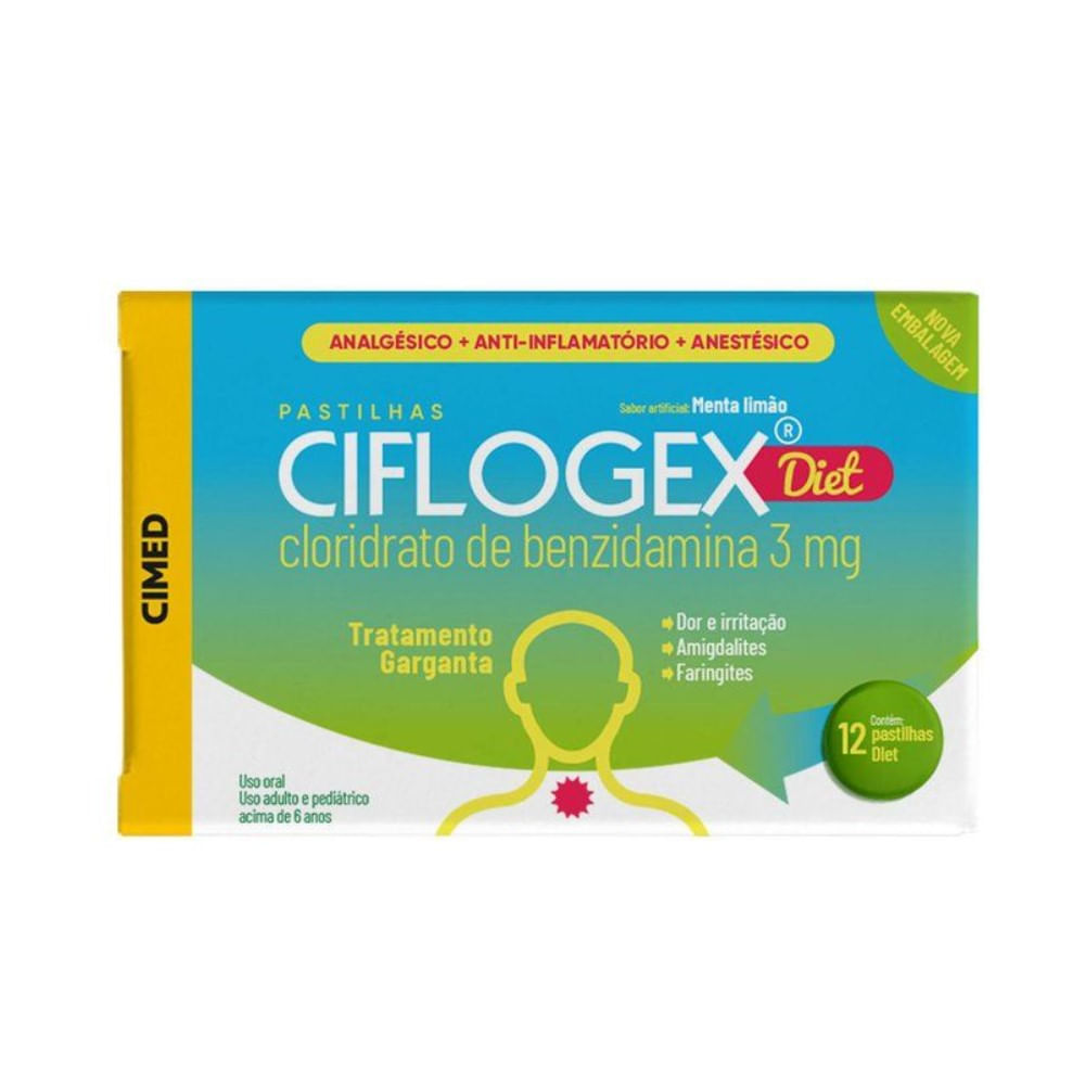 Ciflogex Cimed Diet Menta-Lim&atilde;o 12 Pastilhas