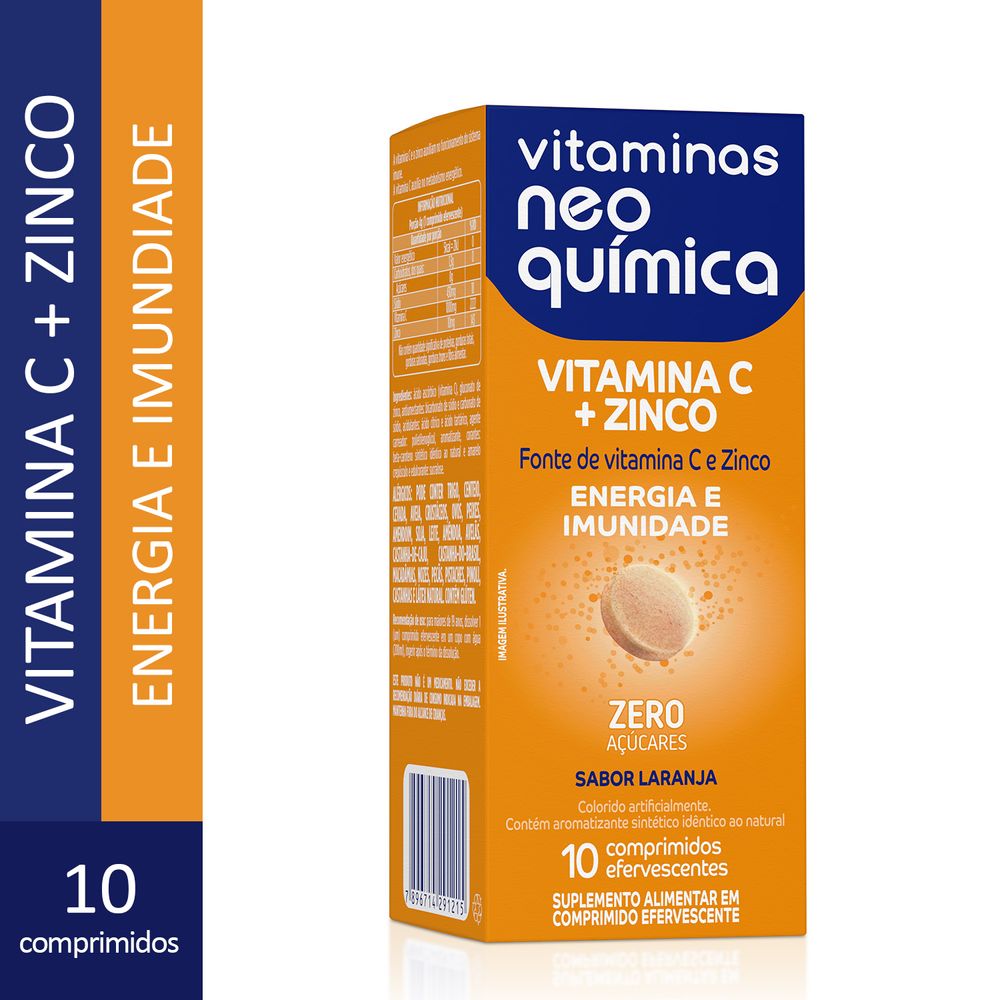 Vitaminas C + Zinco Neo Qu&iacute;mica 10 Comprimidos Efervescentes