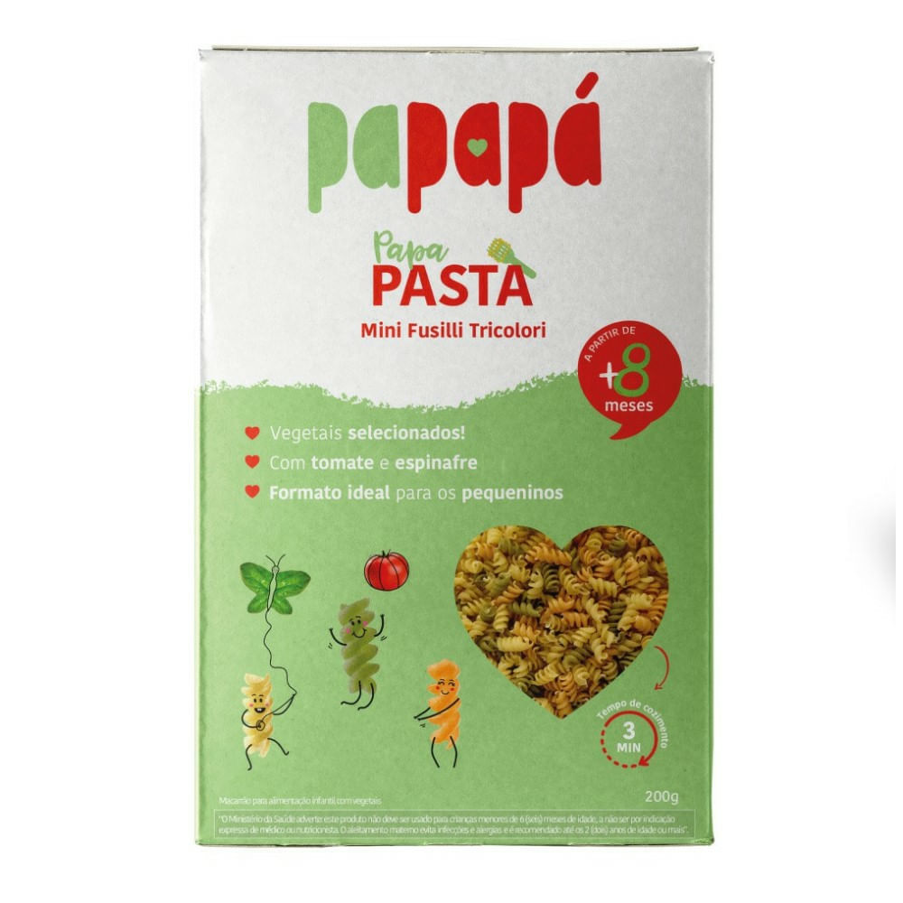 Macarrão Infantil Papapá Papa Pasta Mini Fusilli Tricolori Vegetais 200g