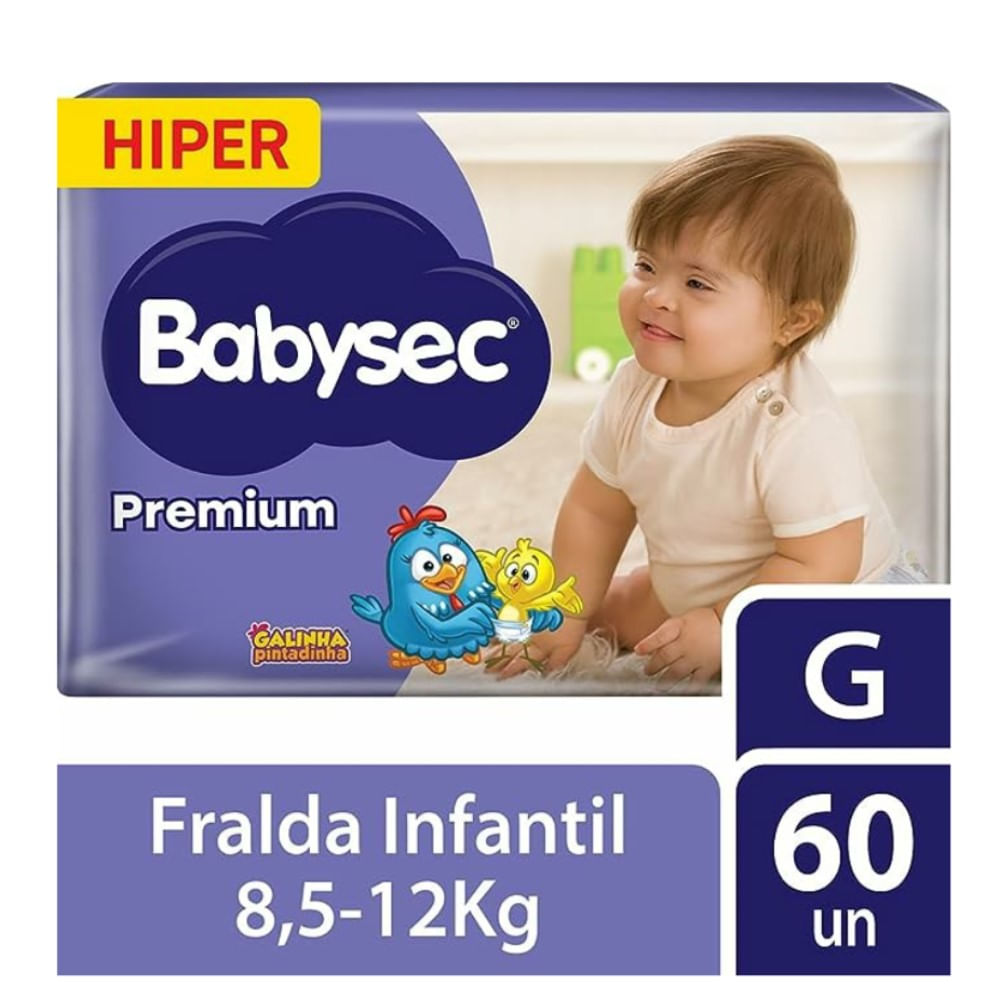 Fralda Babysec Galinha Pintadinha Premium Hiper G 60 Unidades