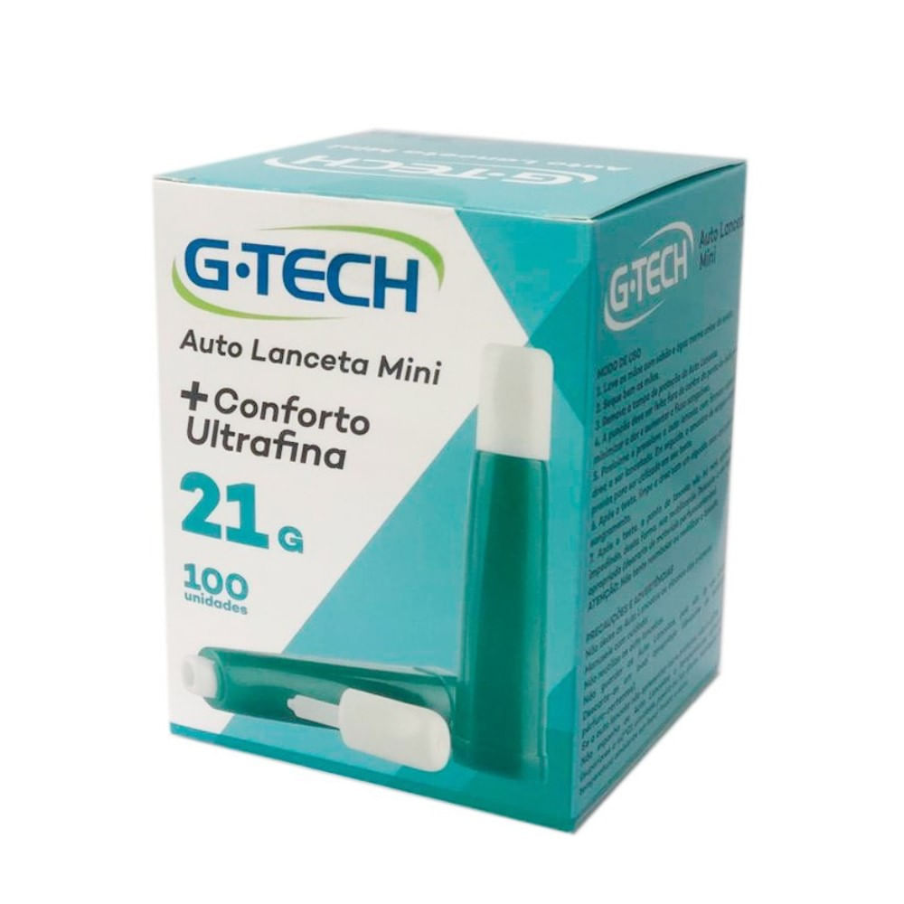 Auto Lanceta Mini G-Tech + Conforto Ultrafina 21g 100 Unidades