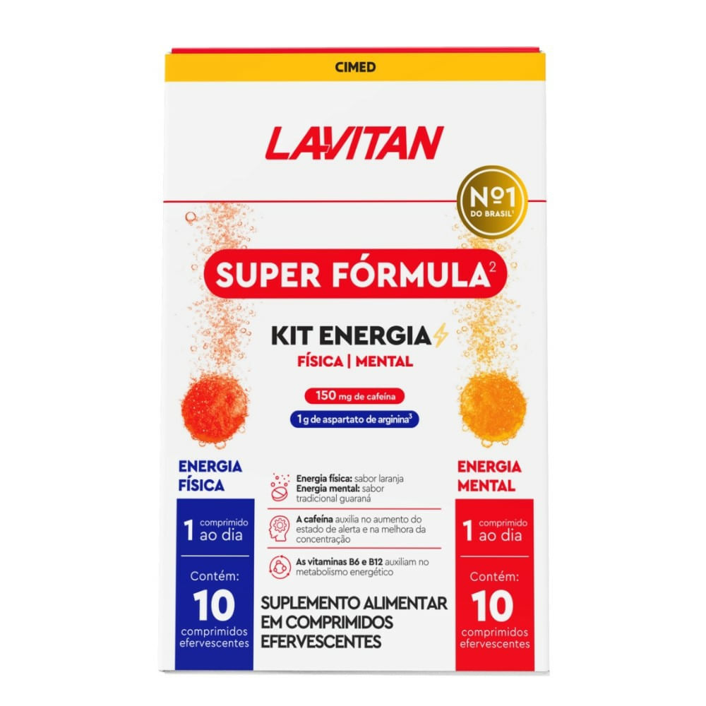 Suplemento Alimentar Lavitan Super Fórmula Kit Energia 20 Comprimidos Efervescentes