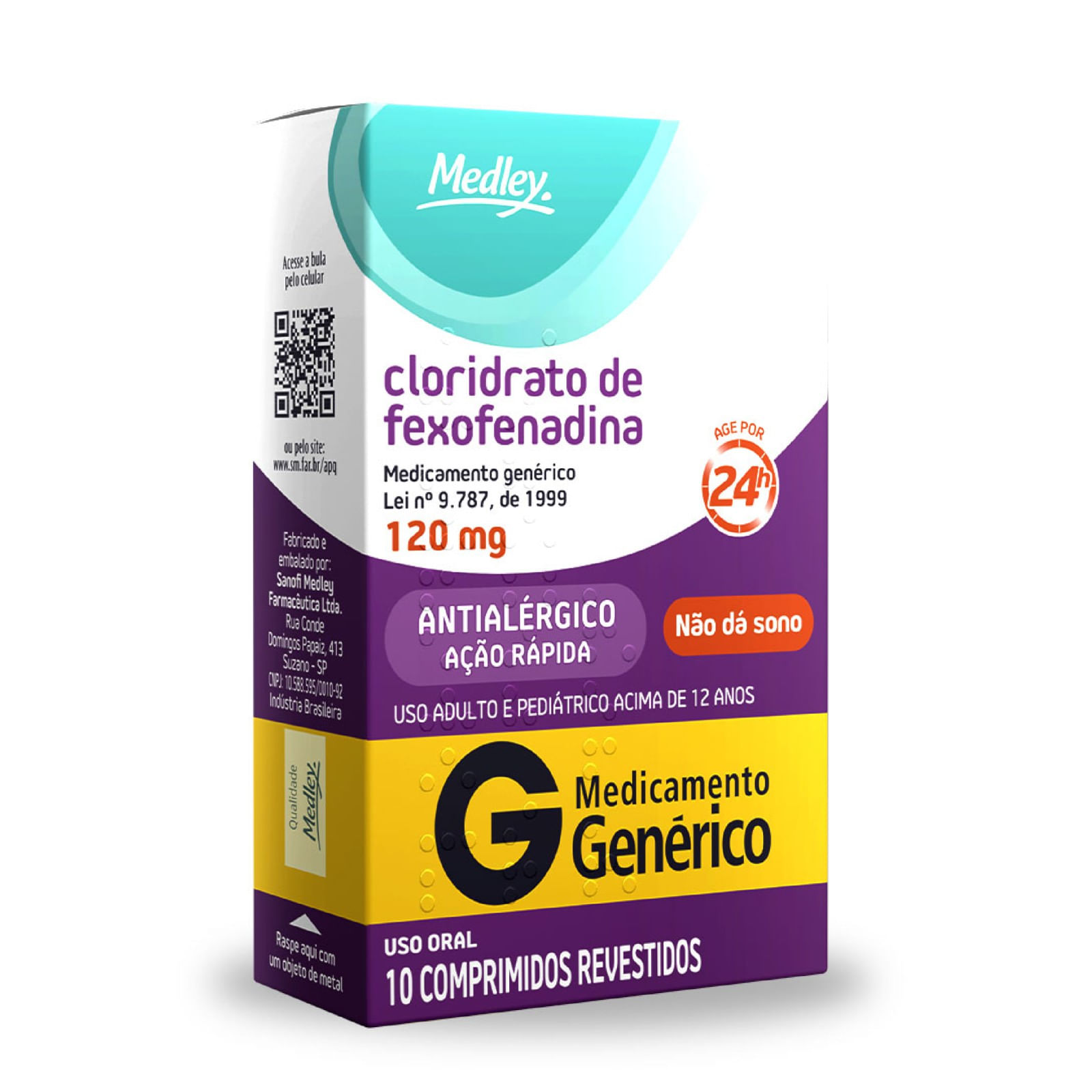 Cloridrato De Fexofenadina 120mg Medley 10 Comprimidos