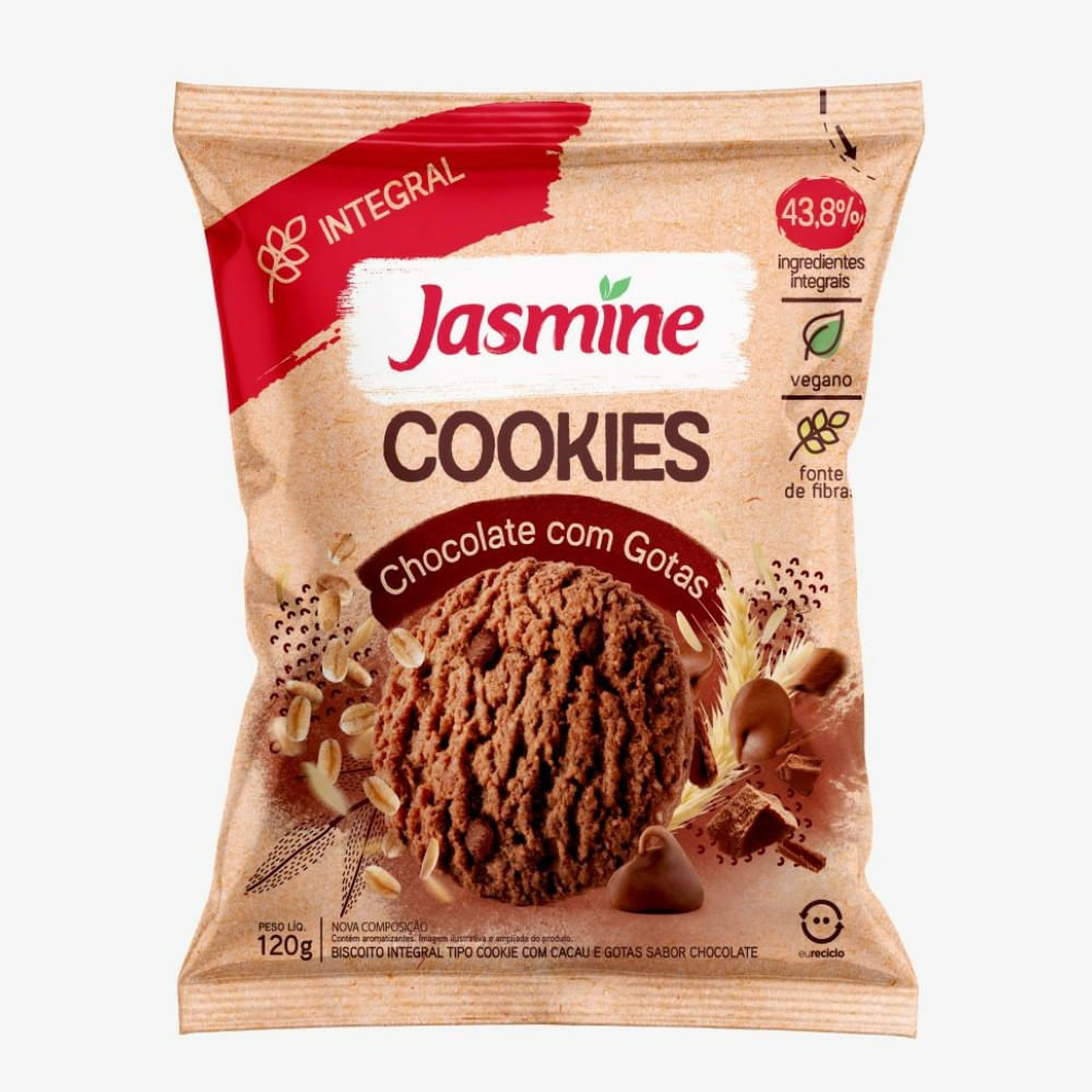 Cookies Jasmine Integral Chocolate Com Gotas 120g