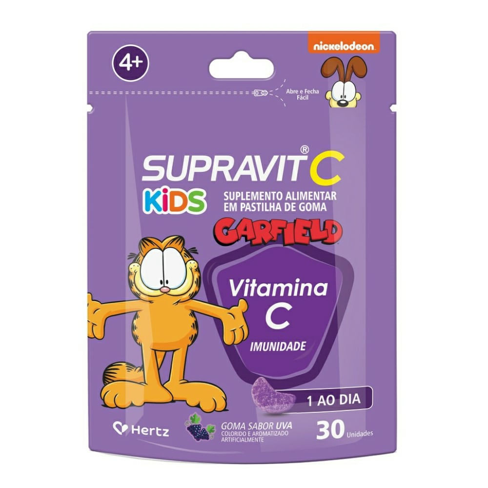 Suplemento Alimentar Supravit C Kids Sabor Uva Garfield 30 Gomas