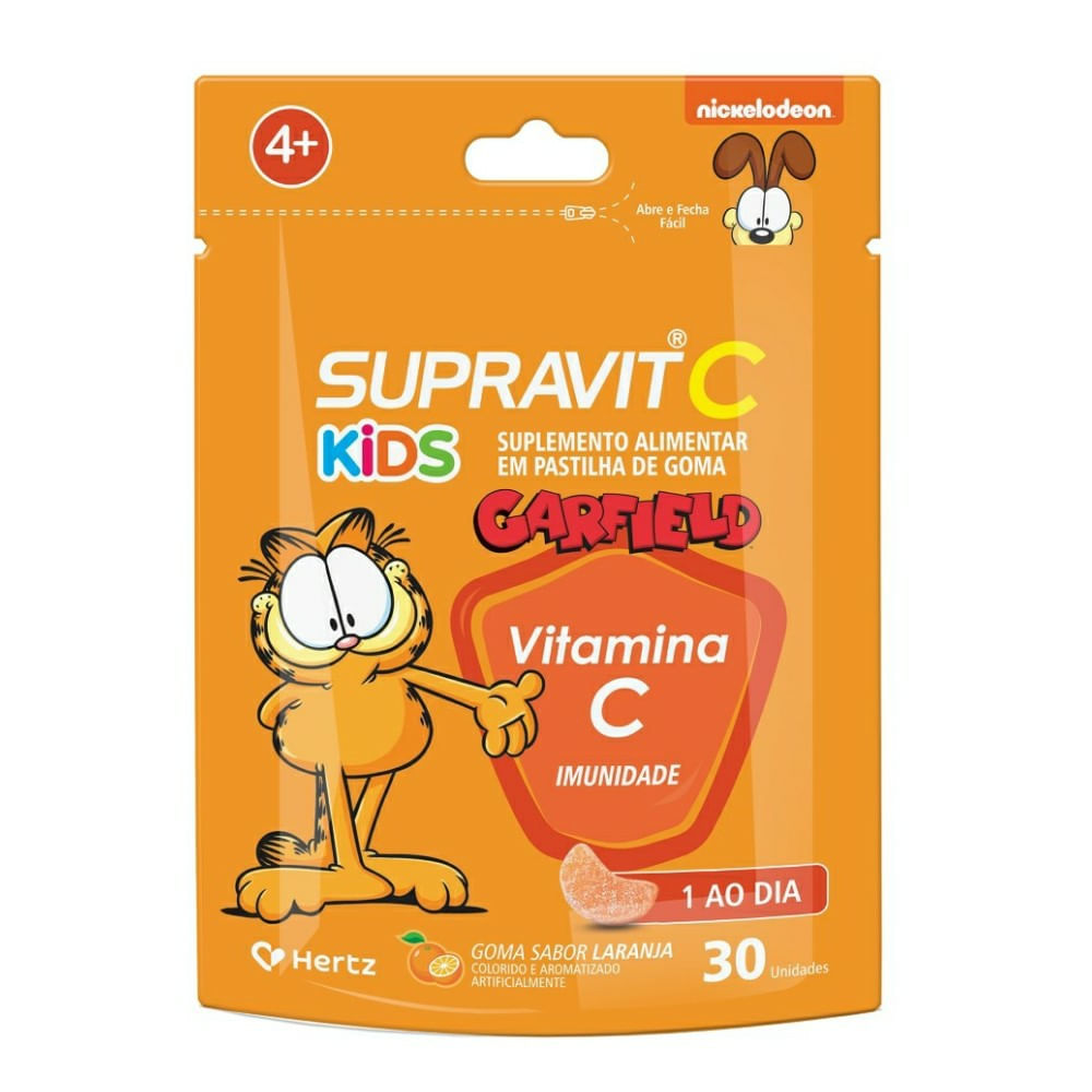 Suplemento Alimentar Supravit C Kids Sabor Laranja Garfield 30 Gomas