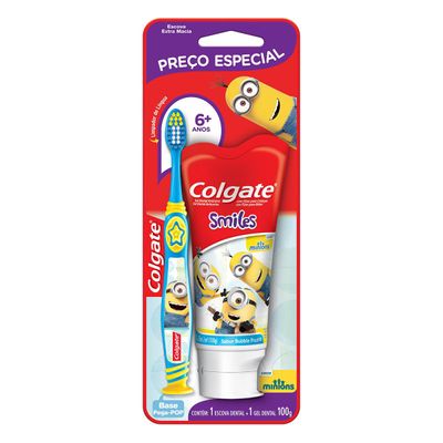Escova Dental Colgate Smiles 1 unidade + Creme Dental Minions 100ml 1 unidade