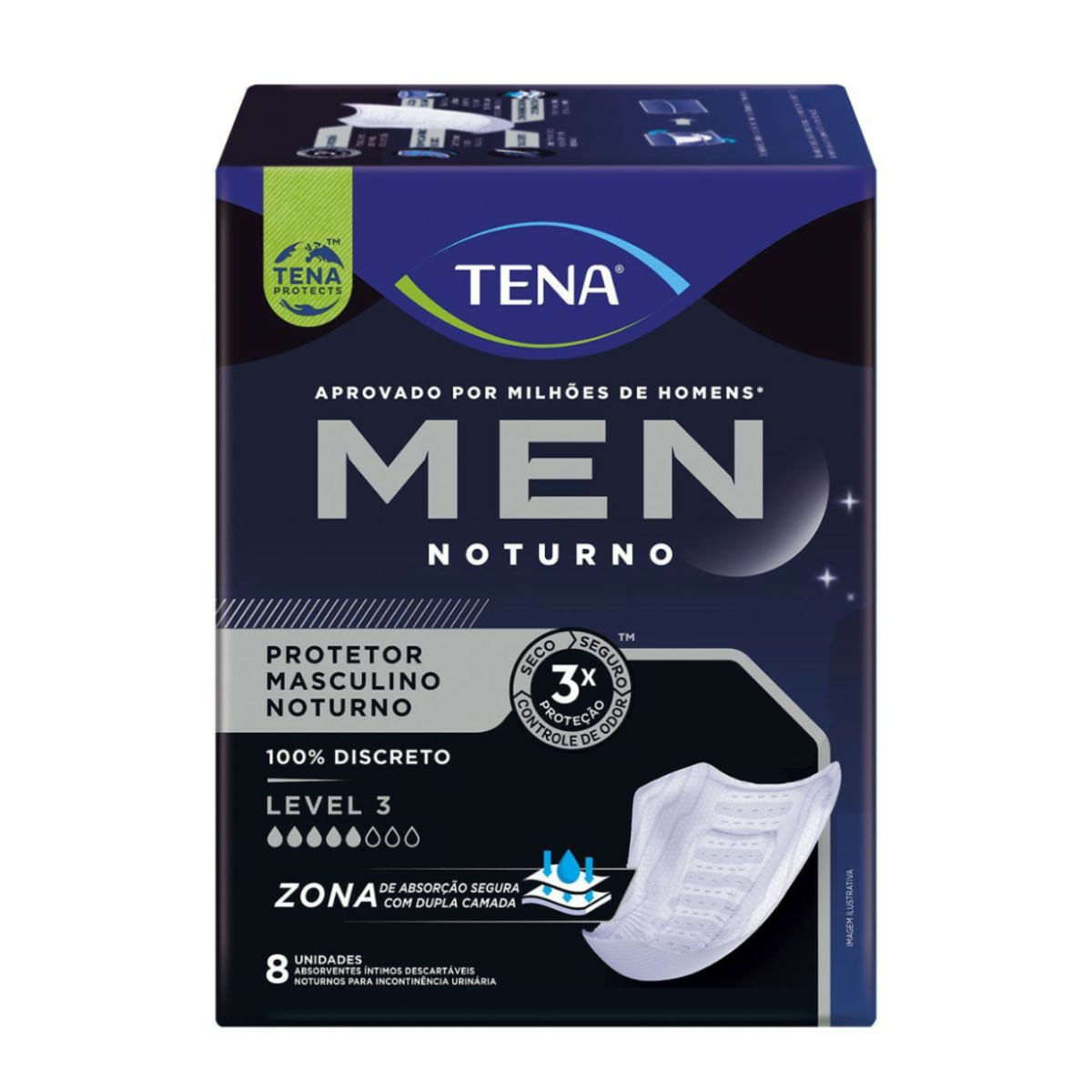 Protetor Tena Men Noturno Masculino Level 3 - 8 Unidades