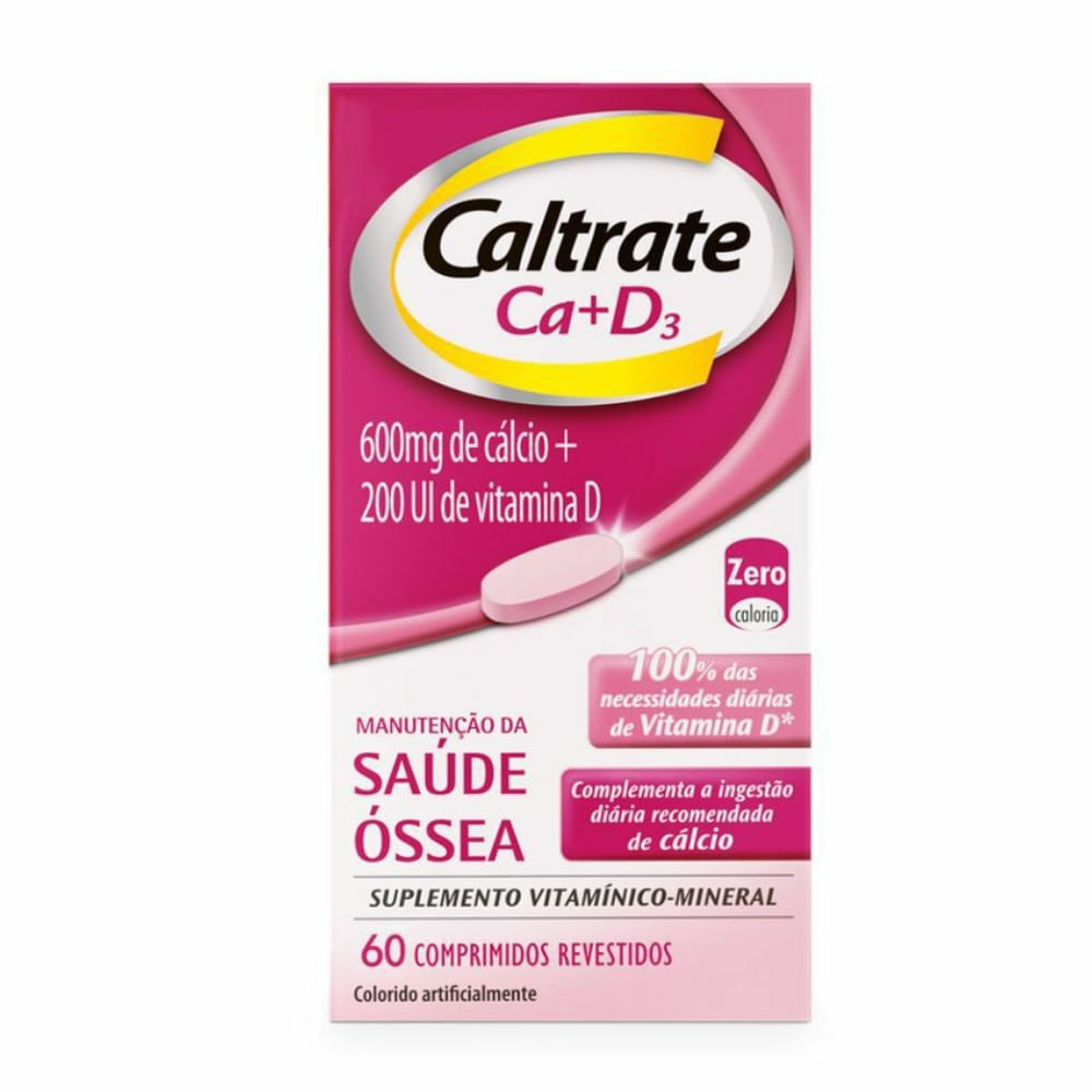Suplemento Cálcio e Vitamina D Caltrate 600 + D200UI 60 comprimidos