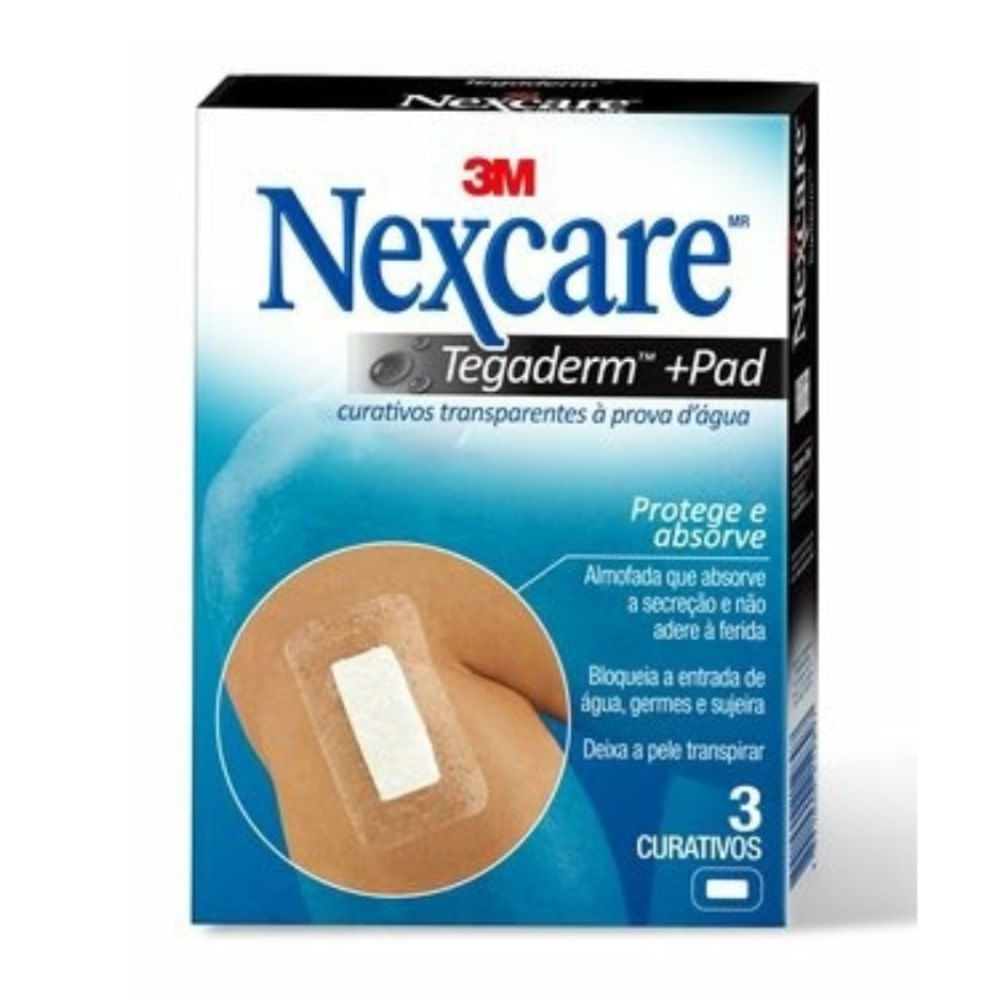 Curativos Transparentes à Prova D'água Nexcare Tegaderm Com Pad 3 Unidades