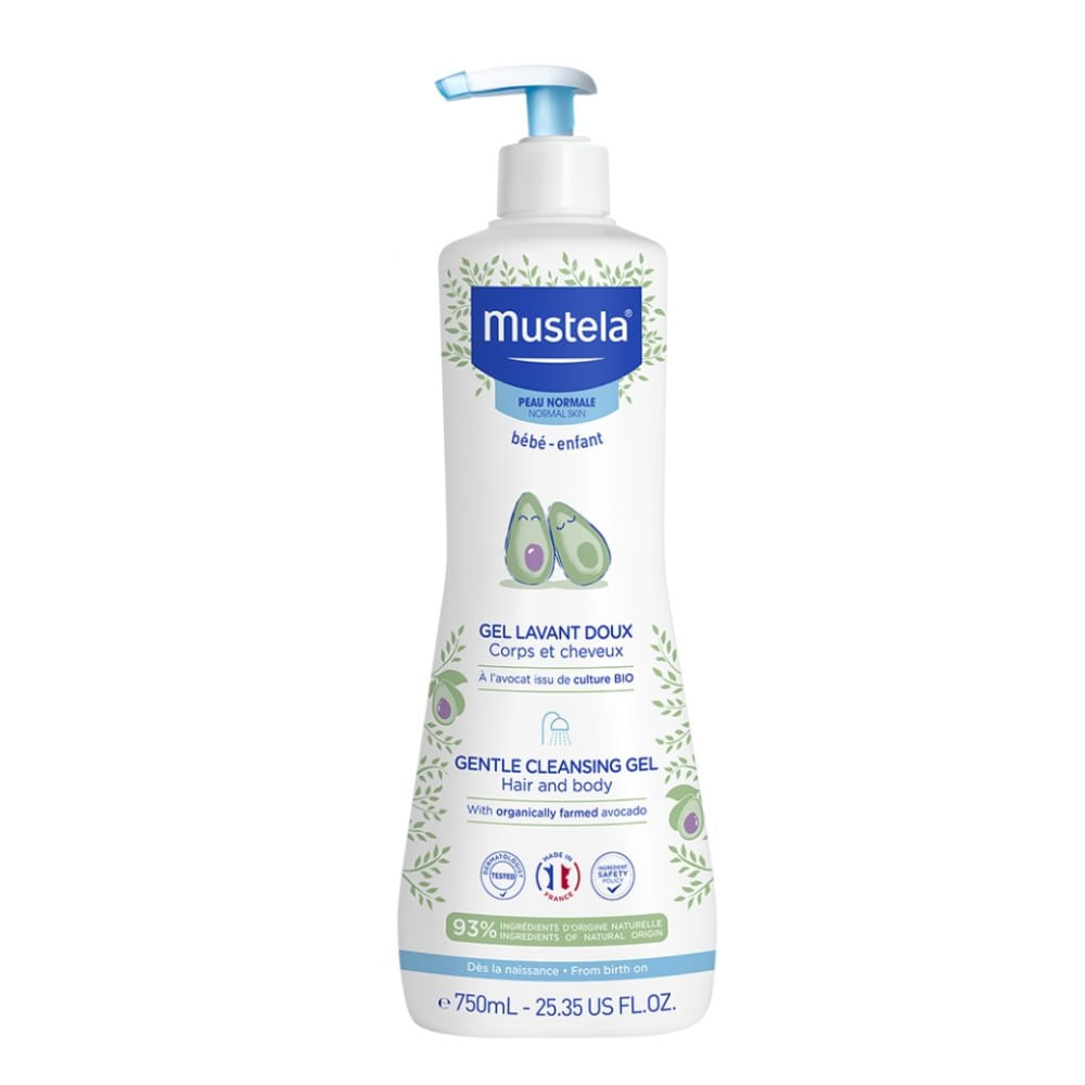 Gel De Lavagem Suave Mustela Bebê Para Cabelos E Corpo 750ml
