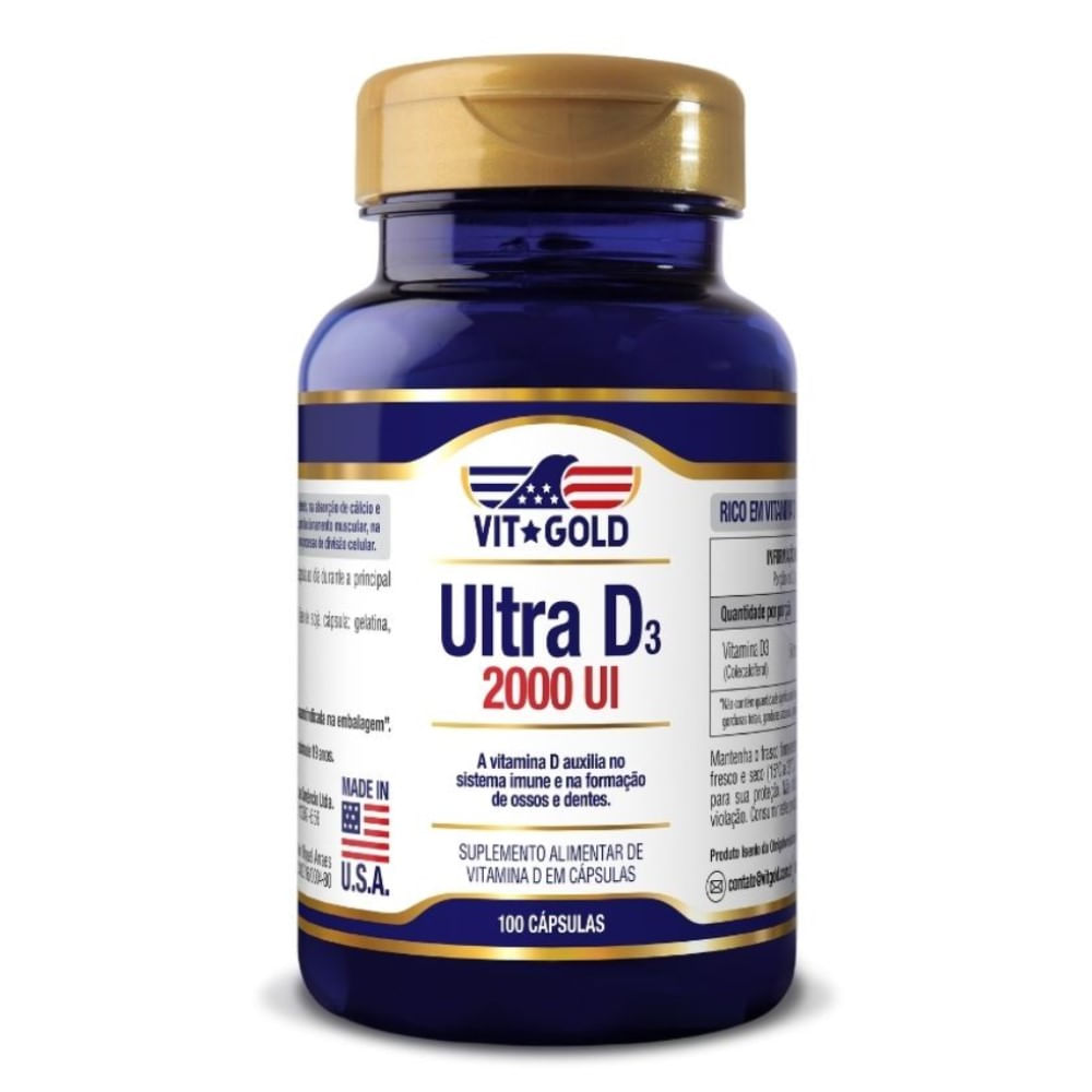 Vitamina Ultra D3 2000UI Vitgold 100 Cápsulas