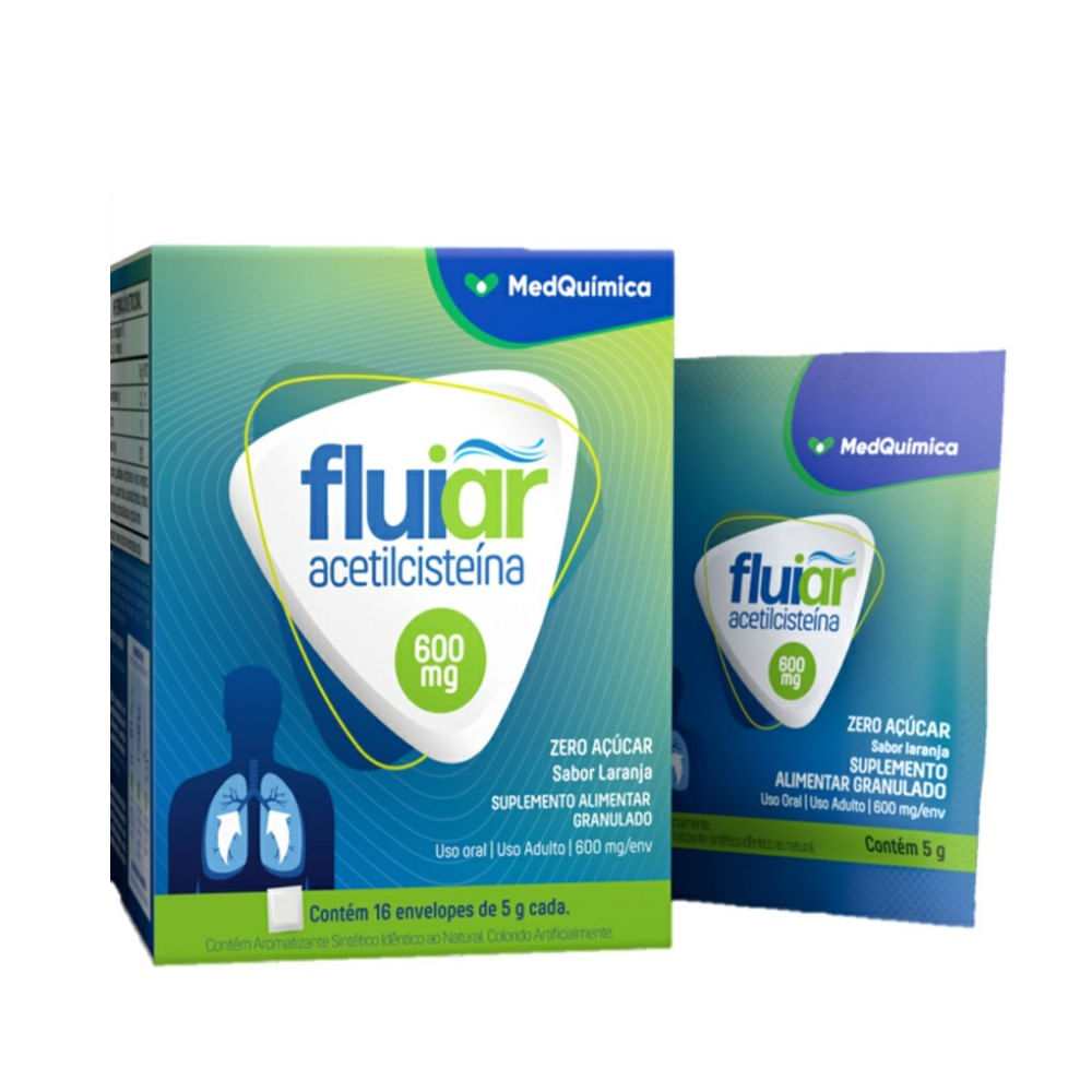 Fluiar 600mg Medquimica Granulado 16 envelopes de 5g Cada