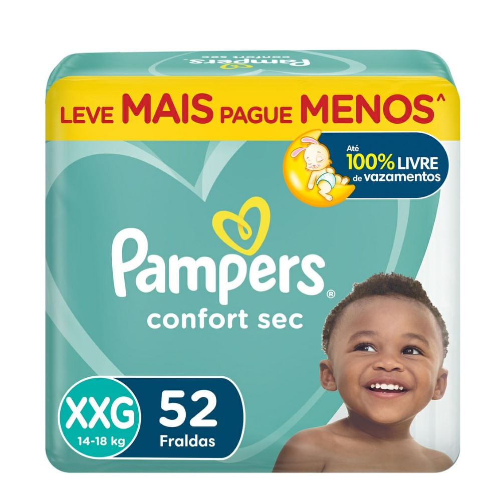 Fralda Pampers Confort Sec XXG 52 Unidades