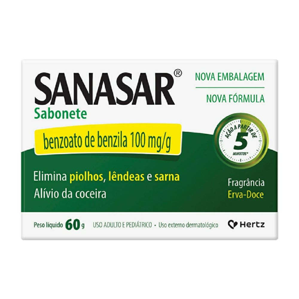 Sabonete em Barra Sanasar Benzoato de Benzila 100mg/g 60g