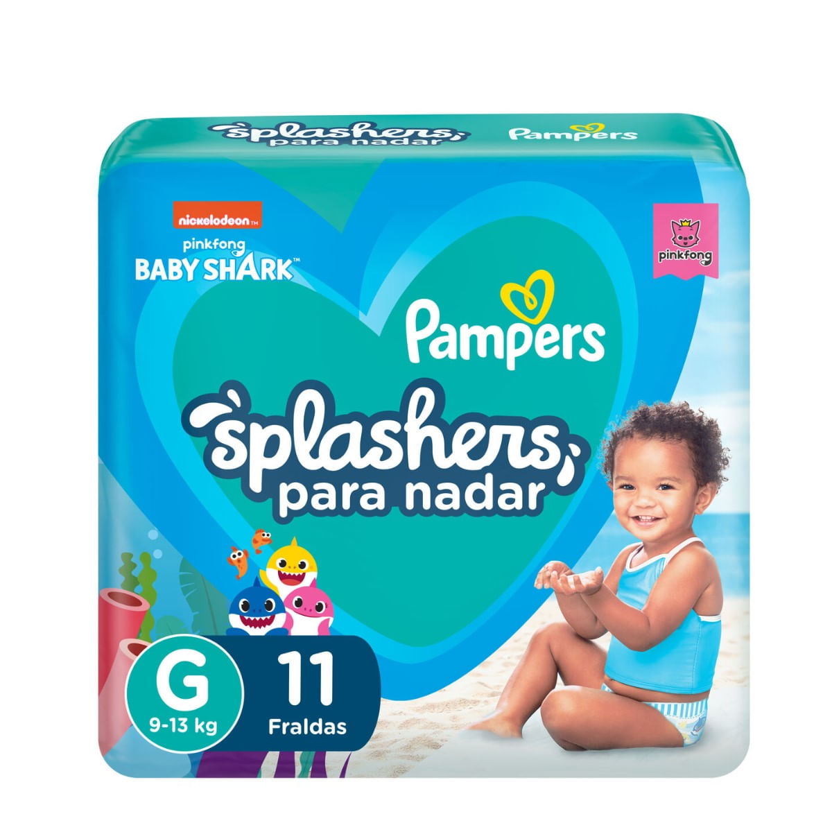 Fraldas Descartáveis Para Água Pampers Splashers Baby Shark G 11 Unidades