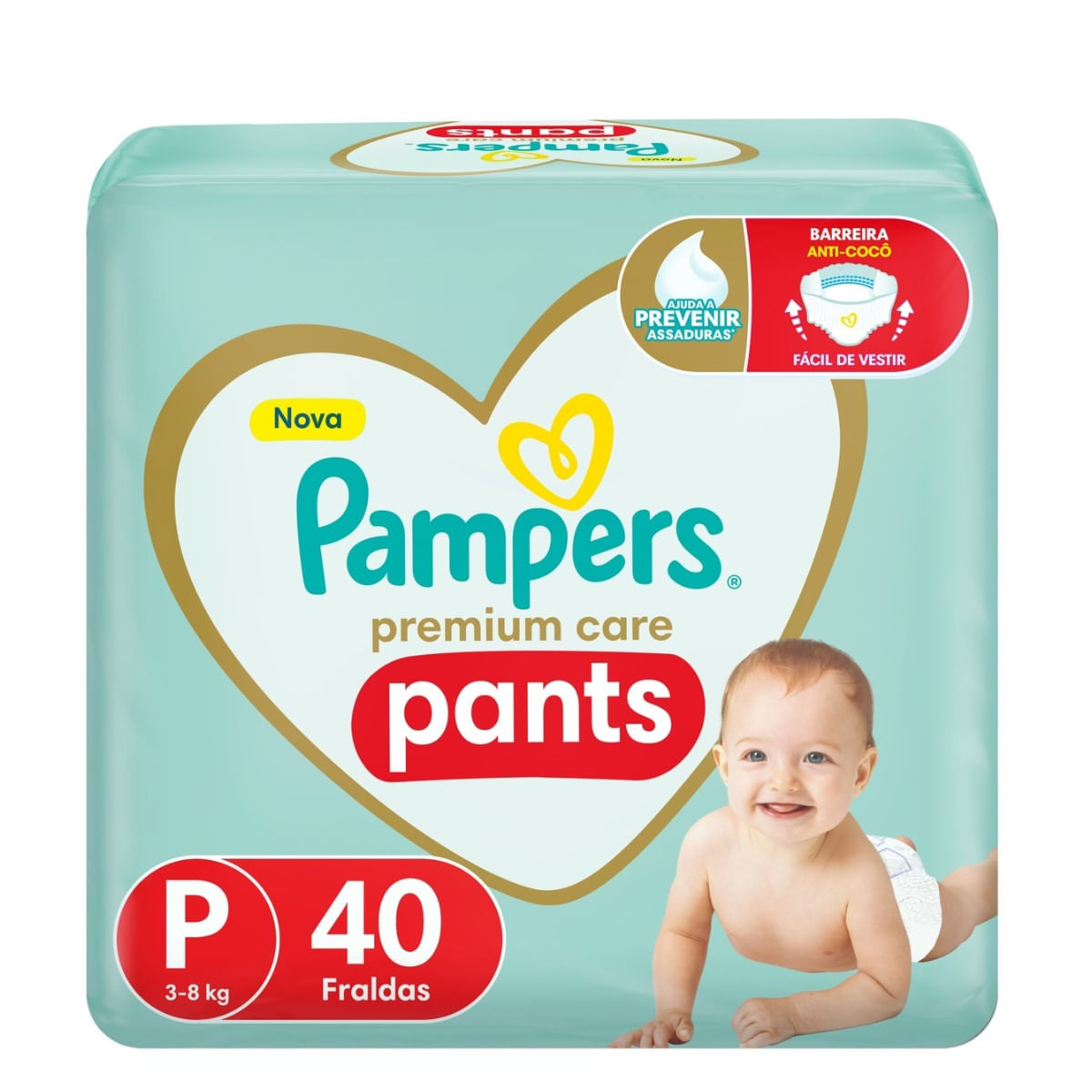 Fralda Pampers Premium Care Pants P 40 unidades