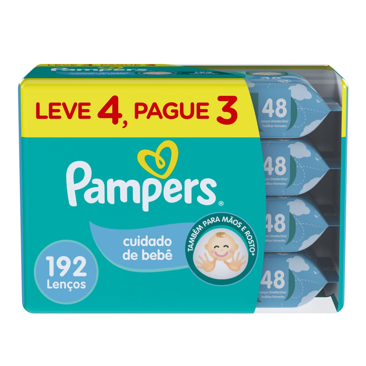 Lencos Umedecidos Pampers Cuidado de Bebê 192 Unidades
