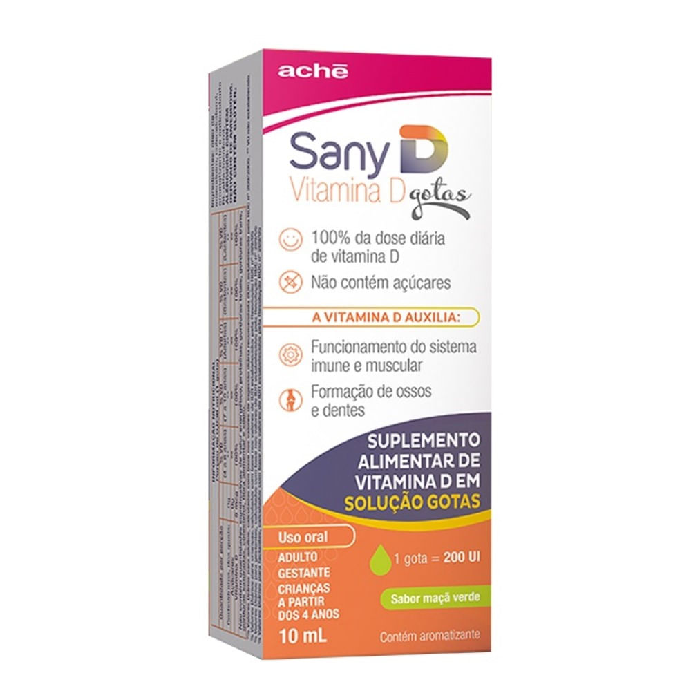 Suplemento Alimentar Aché Sany D 200UI Maçã Verde 10ml Gotas