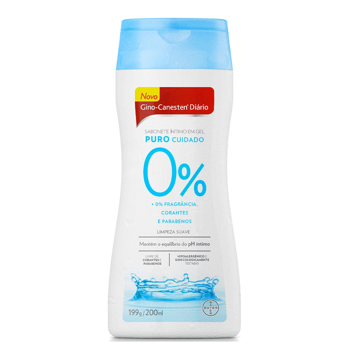 Sabonete Íntimo em Gel Bayer Gino-Canesten Diário Puro Cuidado 200ml