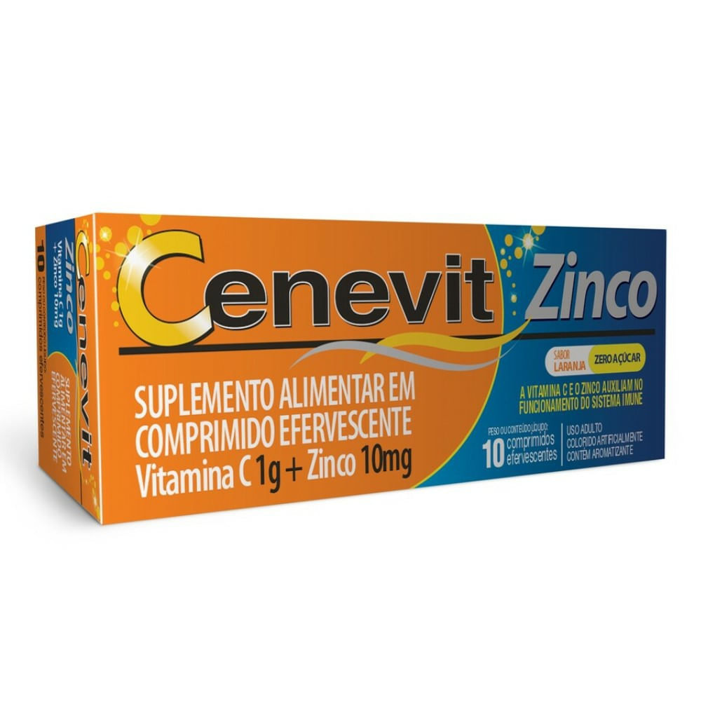 Suplemento Alimentar Cenevit Zinco 1g+10mg 10 Comprimidos Efervescentes