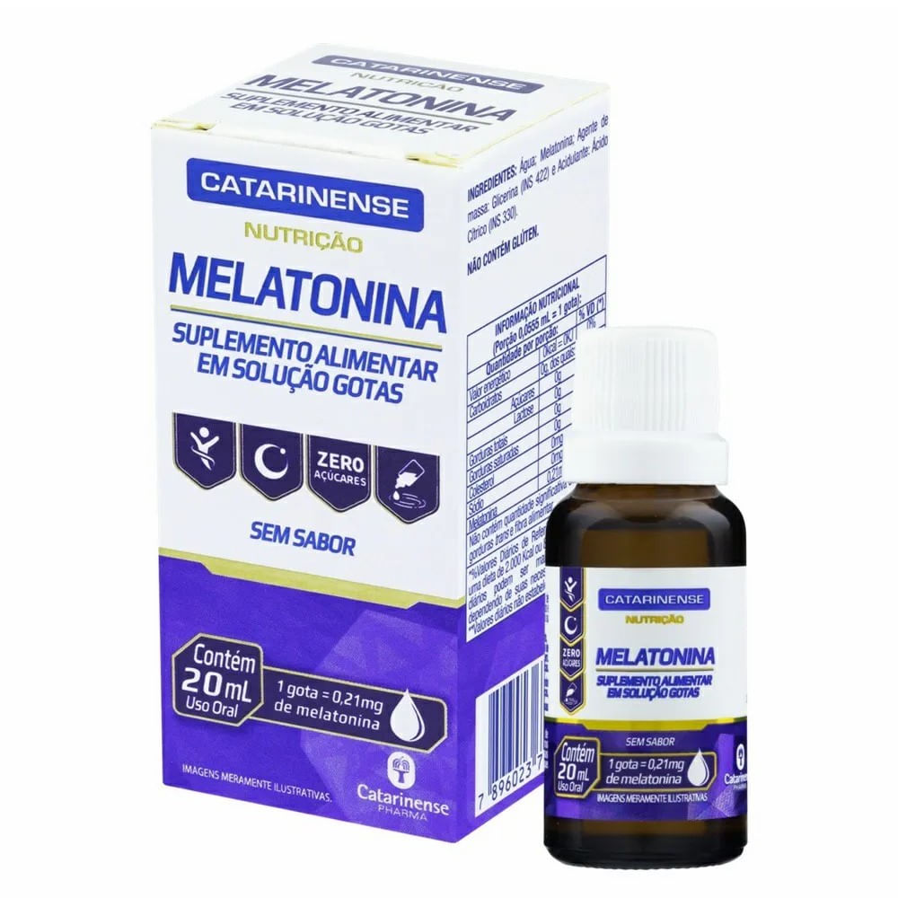 Suplemento Alimentar Melatonina em Gotas Sem Sabor 20ml