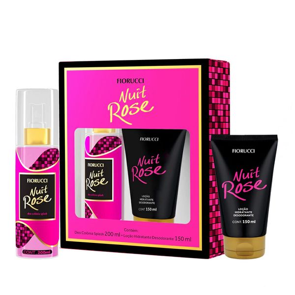 Kit Fiorucci Nuit Rose Deo Colônia Splash 200ml + Loção Hidratante Desodorante 150ml