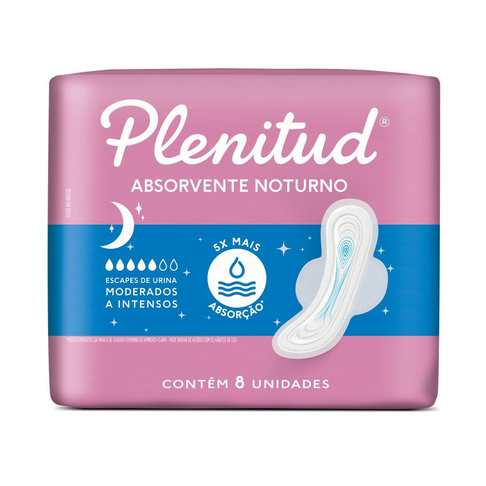Absorvente Noturno Plenitud Moderados a Intensos 8 unidades