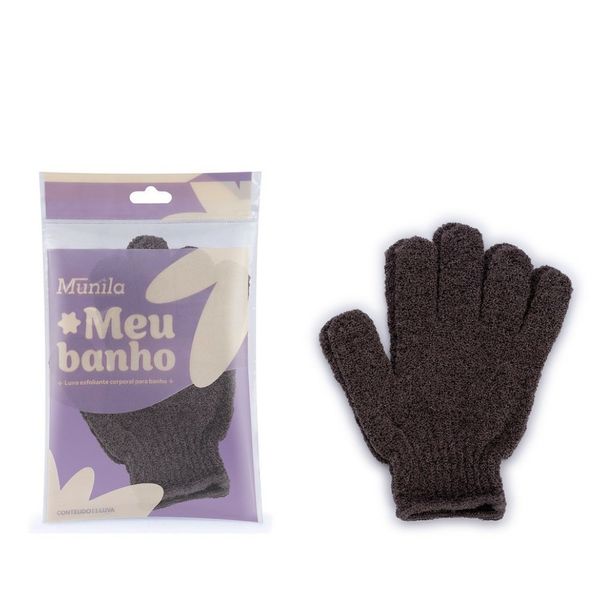 Luva Esfoliante Corporal para Banho Munila Meu Banho Marrom 1 unidade