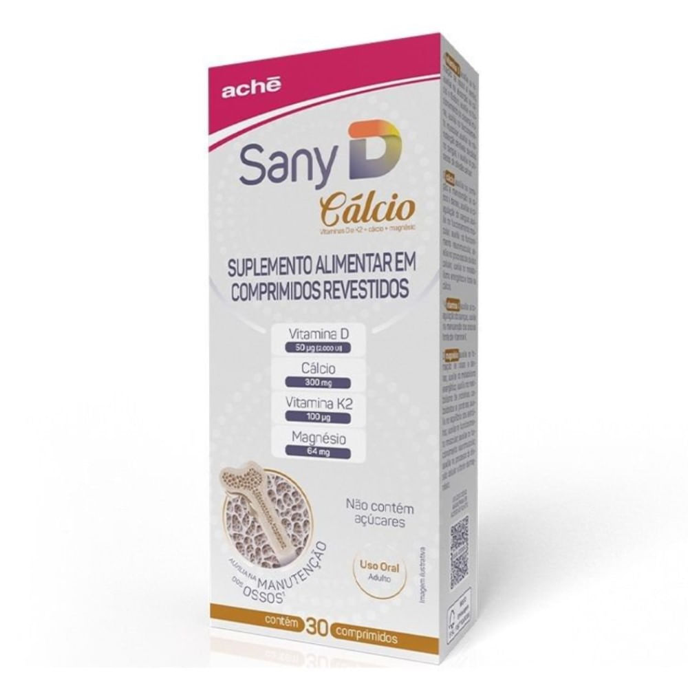 Sany D Vitamina D 2.000UI + Cálcio 300mg Aché 30 comprimidos