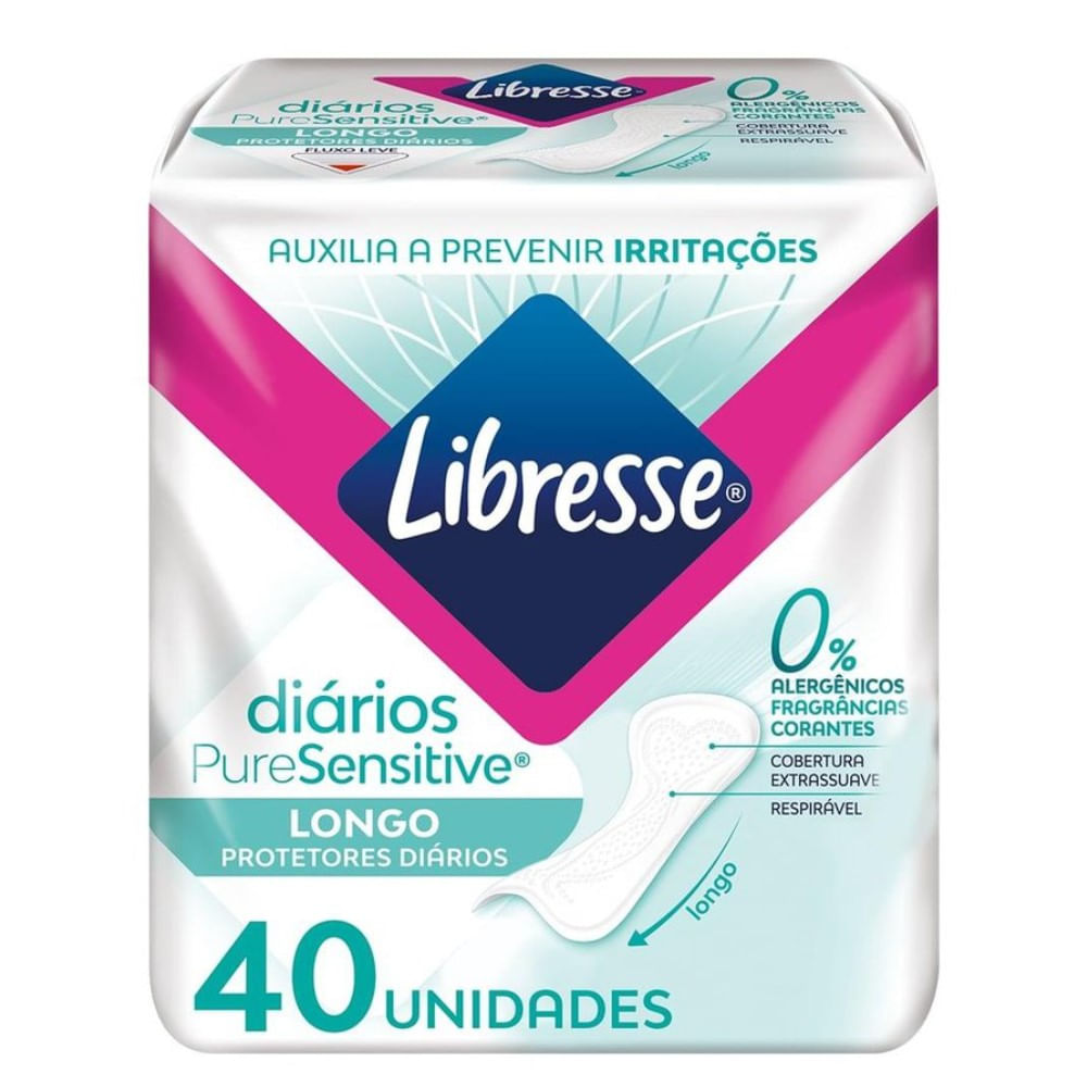 Protetor Diário Libresse Pure Sensitive Longo 40 unidades