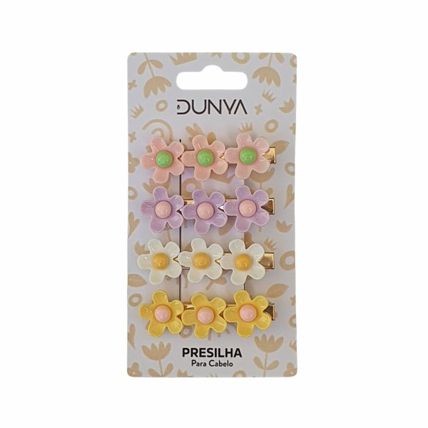 Presilha para Cabelos Dunya Flores 4 unidades